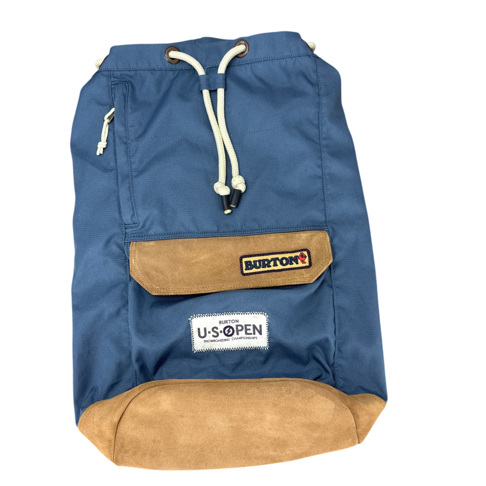 Burton US Open Snowboard Drawstring Backpack Rucksack Suede Blue Gorpcore Bag